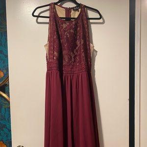 Lulus Forever and Always Lace Maxi Dress Burgundy Large